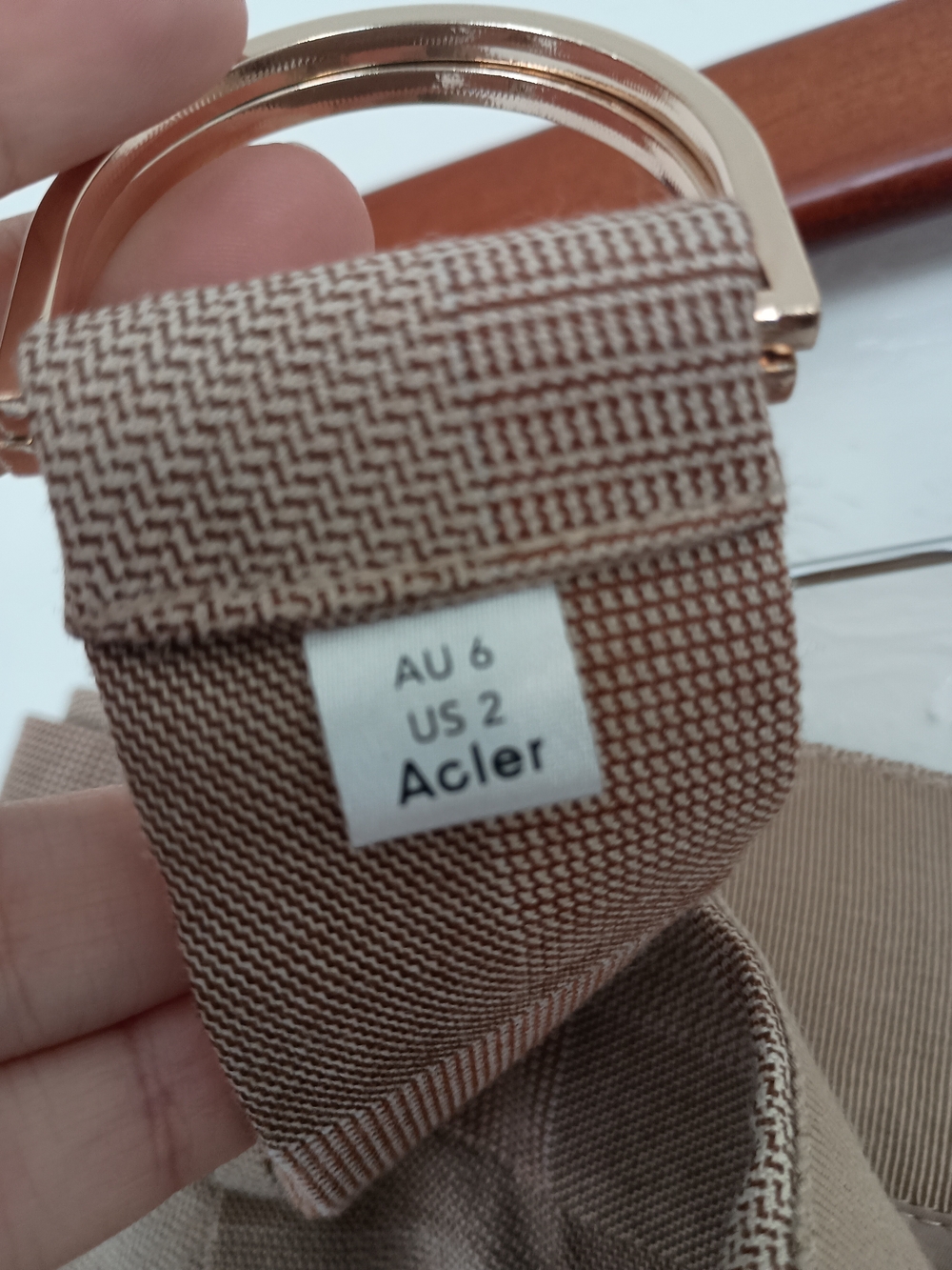 Acler Chelsea Pant In Check - Plaid High-Waist Straight-Leg Pants Belt Pockets - Picture 4 of 14